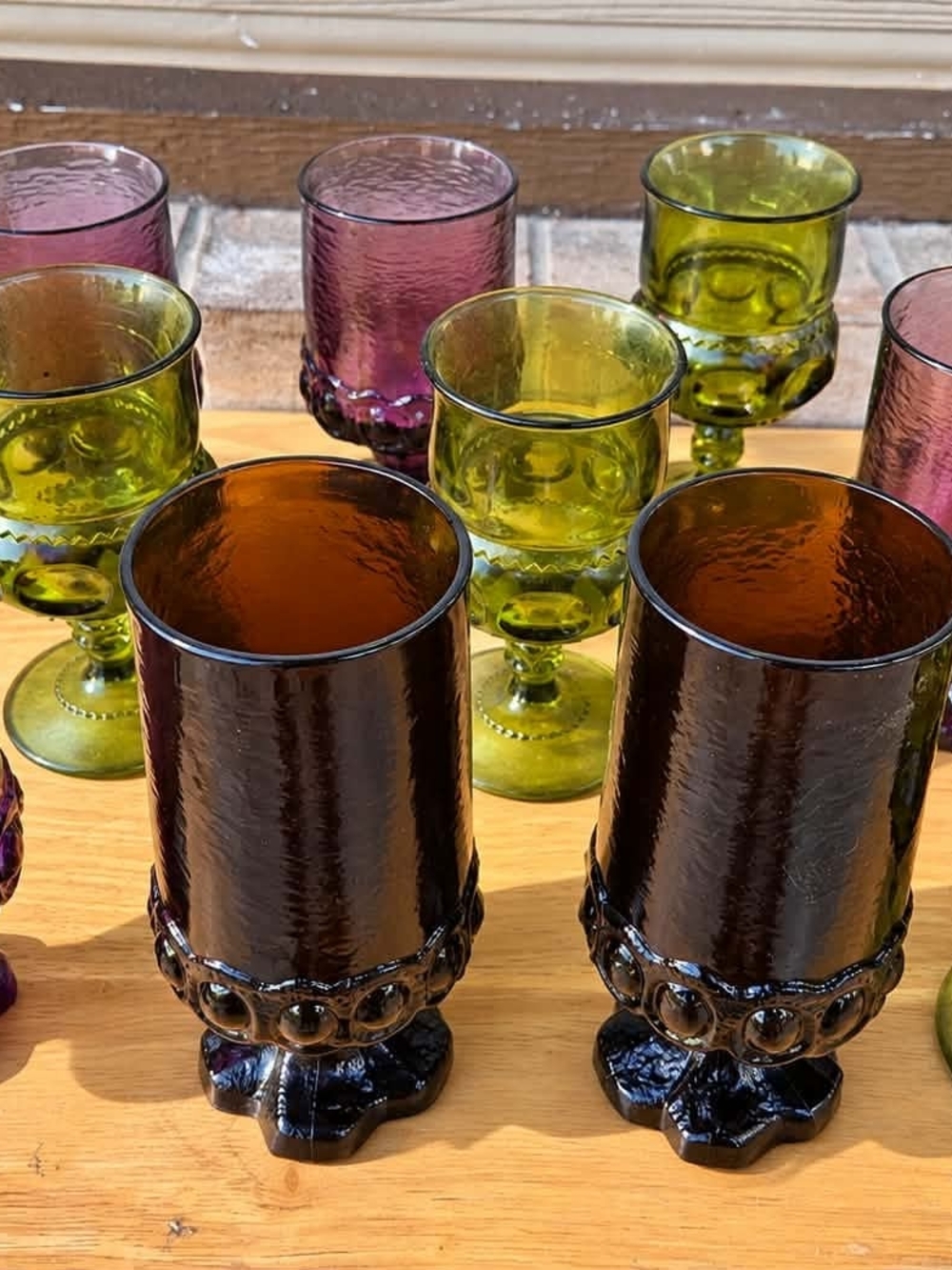 Vintage Tiffin Franciscan Madeira Glassware Lot 10pc Amethyst Smoke Green
